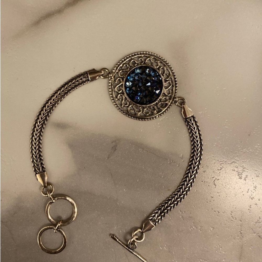 Opulenza Designs Sterling and blue crystal bracelet